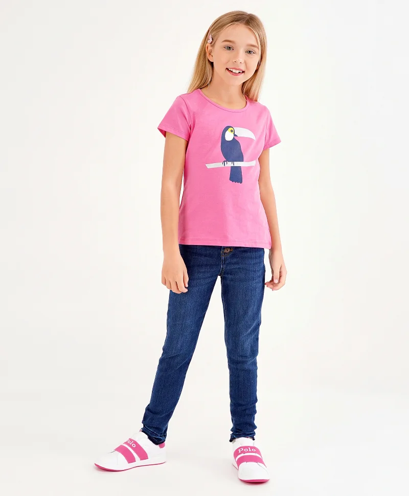 Primo Gino Primo Gino Half Sleeves Tops Toucan & Floral Print Pack of 2 - Pink White