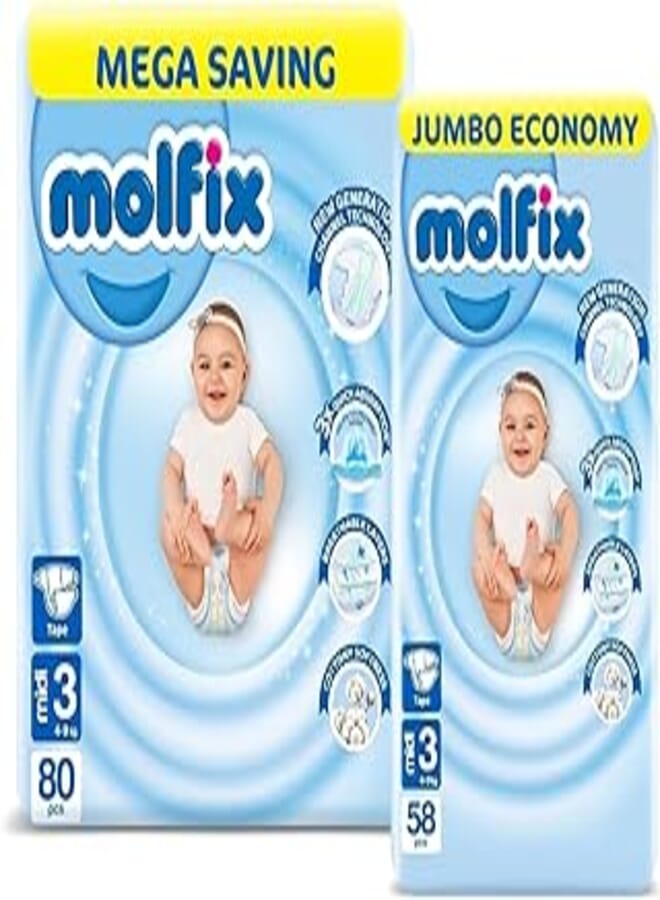 Molfix Super Saver Molfix Bundle - Baby Diapers - Midi Size 3-138 Pieces