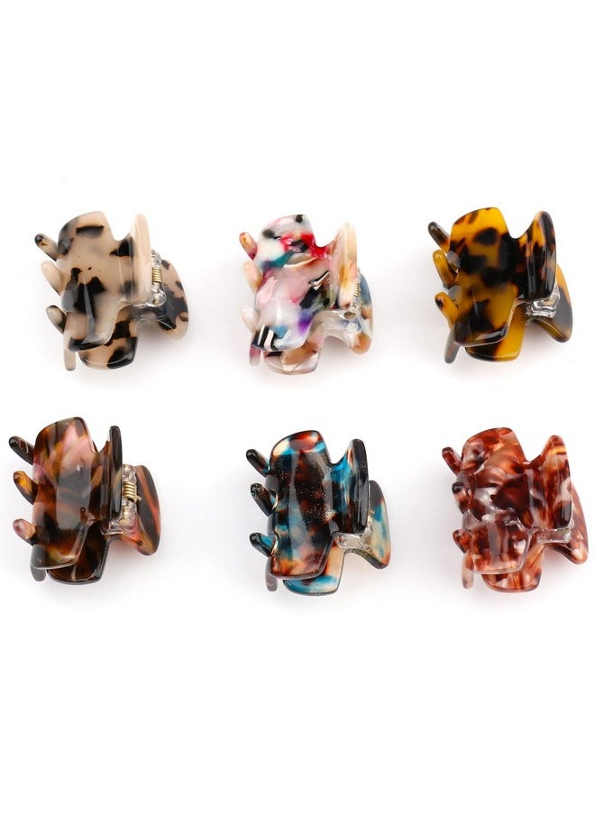 Messen 6 PCS Small Hair Claw Clips 1.4 Inch Tortoise Claw Clip for Women Girls Mini Size Leopard Print Acrylic French Design Jaw Clips Non-Slip Strong Hold Hair Grip Catch Barrette (Set 02)  - Image 4
