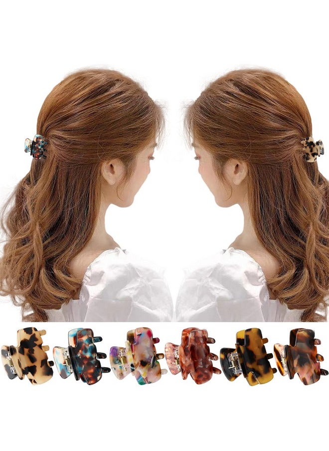 Messen 6 PCS Small Hair Claw Clips 1.4 Inch Tortoise Claw Clip for Women Girls Mini Size Leopard Print Acrylic French Design Jaw Clips Non-Slip Strong Hold Hair Grip Catch Barrette (Set 02)  - Image 5
