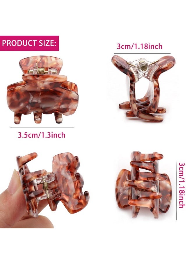 Messen 6 PCS Small Hair Claw Clips 1.4 Inch Tortoise Claw Clip for Women Girls Mini Size Leopard Print Acrylic French Design Jaw Clips Non-Slip Strong Hold Hair Grip Catch Barrette (Set 02)  - Image 2