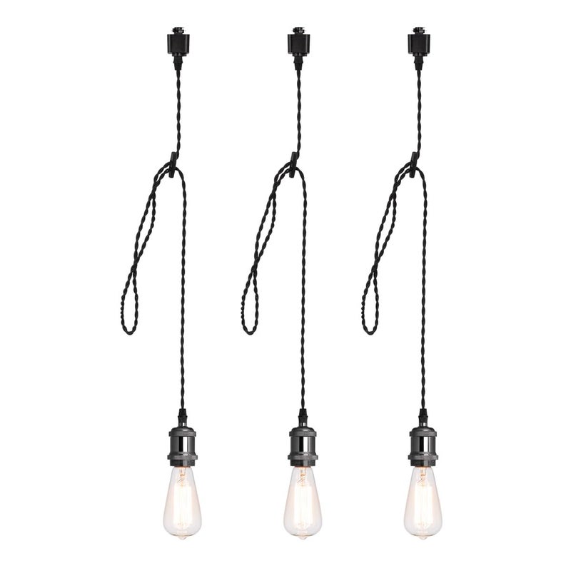 mirrea H Type Black Track Lighting Pendant with E26 Socket Cord Adjustable Pack of 3 (4 feet) - Image 1
