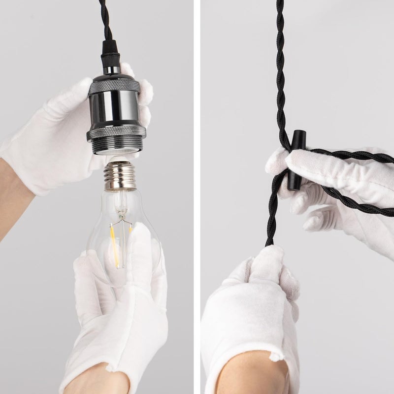 mirrea H Type Black Track Lighting Pendant with E26 Socket Cord Adjustable Pack of 3 (4 feet) - Image 4