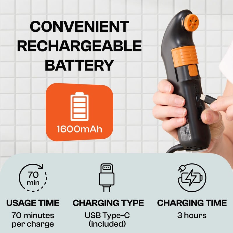 Spraymate Portable Bidet for Travel & Camping â€“ Electric High Pressure Rechargeable Bidet for Women & Men | 2.5L Bottle | 1300ML/Min Flow | USB-C | 1600mAh Battery | USA Brand â€“ Spray Mate Jumbo (Black) - Image 5