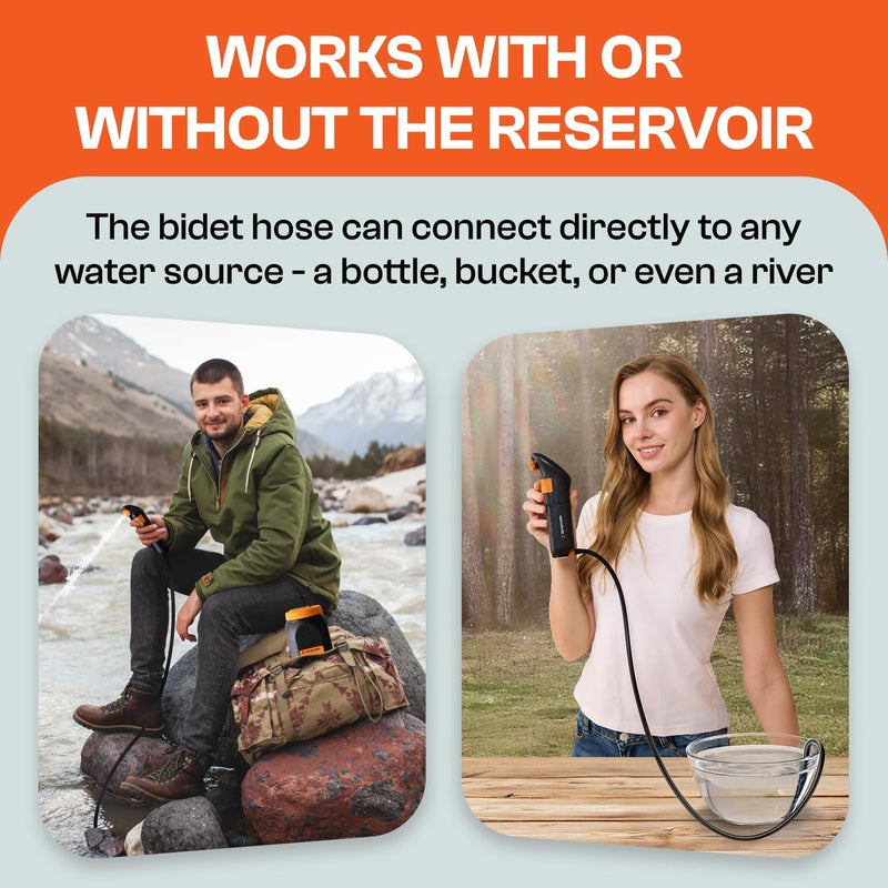 Spraymate Portable Bidet for Travel & Camping â€“ Electric High Pressure Rechargeable Bidet for Women & Men | 2.5L Bottle | 1300ML/Min Flow | USB-C | 1600mAh Battery | USA Brand â€“ Spray Mate Jumbo (Black) - Image 4
