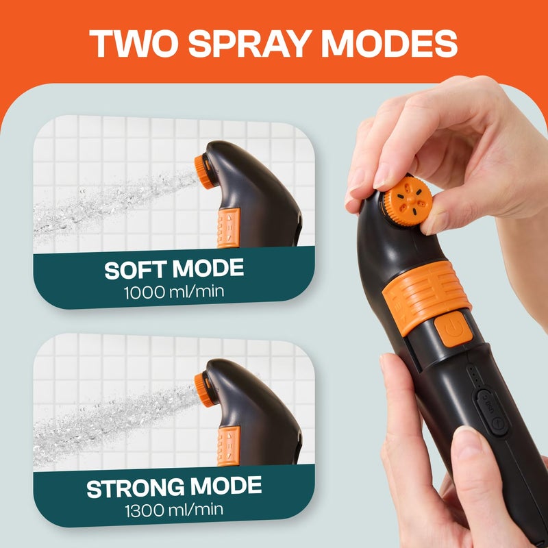 Spraymate Portable Bidet for Travel & Camping â€“ Electric High Pressure Rechargeable Bidet for Women & Men | 2.5L Bottle | 1300ML/Min Flow | USB-C | 1600mAh Battery | USA Brand â€“ Spray Mate Jumbo (Black) - Image 2
