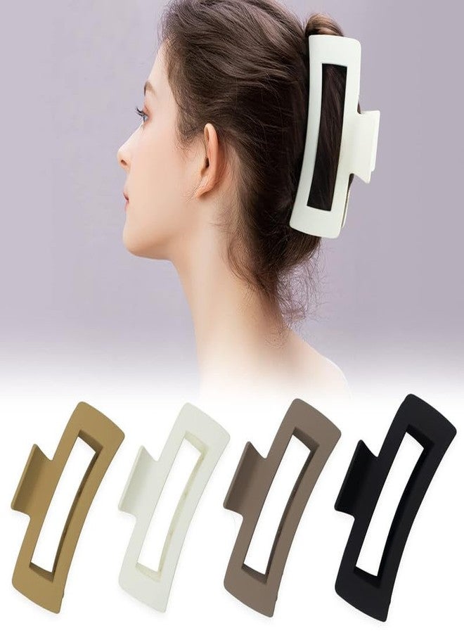 Minta 4 Pack Extra Large Hair Claw Clips for Women, Hair Clips for Thick and Long Hair, 90's Non-slip Square Jaw Clips for Curly Hair, Strong Hold Matte Hair Clamps (Neutral Colors) - Image 2