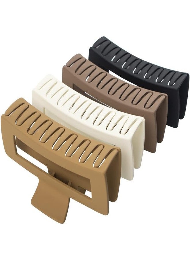 Minta 4 Pack Extra Large Hair Claw Clips for Women, Hair Clips for Thick and Long Hair, 90's Non-slip Square Jaw Clips for Curly Hair, Strong Hold Matte Hair Clamps (Neutral Colors) - Image 1