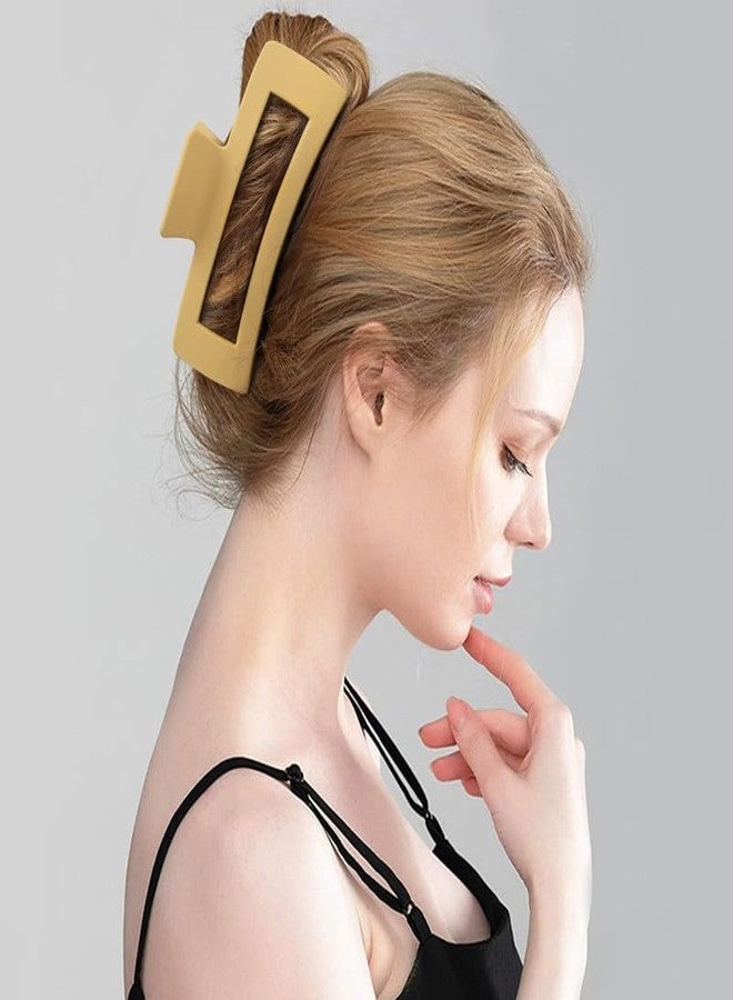 Minta 4 Pack Extra Large Hair Claw Clips for Women, Hair Clips for Thick and Long Hair, 90's Non-slip Square Jaw Clips for Curly Hair, Strong Hold Matte Hair Clamps (Neutral Colors) - Image 3
