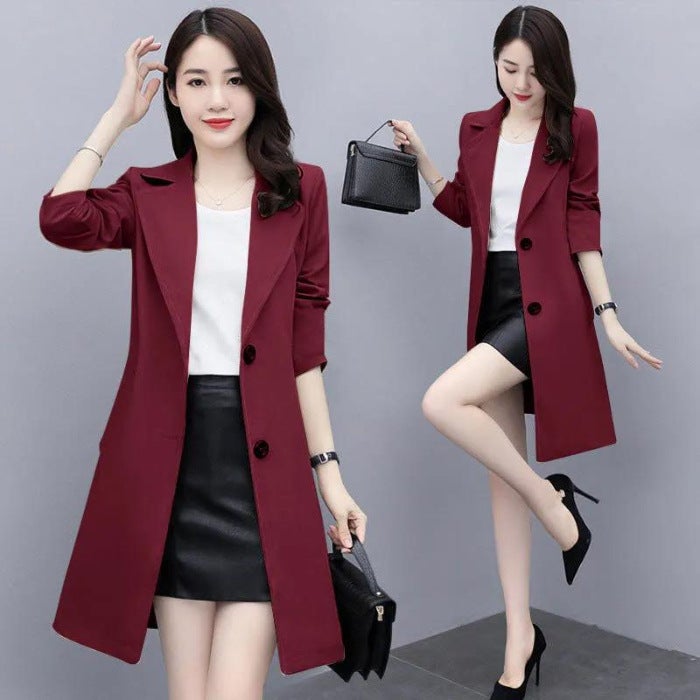 Windbreaker Womens Mid-Length British Style Outwear Spring  Fall 2025 New Style Fashionable Classy Korean Style Loose Outwear Burgundy 