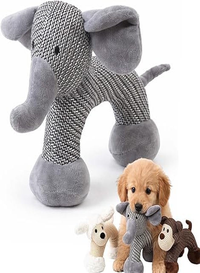 Leocfy Linen Safari Companions, Squeaky Dog Chew Animals, Strudy Linen Fabric, Relieve Boredom and Anxiety in Dogs (Elephant) - Image 1