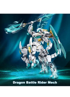KASTWAVE Dragon Transforming Mech Building Blocks Set, 2 in 1 Warrior City Action Robot Model Building Kit, 731 PCS Cool Rider Mech Toys, Collectible Mythical Gifts for Adults and Kid  - Image 2