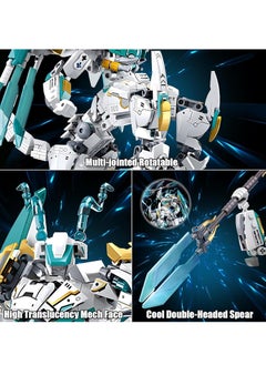 KASTWAVE Dragon Transforming Mech Building Blocks Set, 2 in 1 Warrior City Action Robot Model Building Kit, 731 PCS Cool Rider Mech Toys, Collectible Mythical Gifts for Adults and Kid  - Image 4
