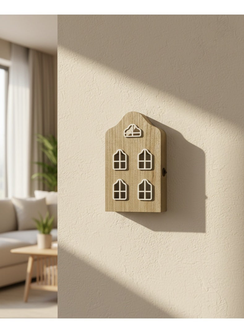 AASAI CART |Wooden Key Cabinet, Wall Mounted Key Holder, Decorative Key Box for Home, Decorative Unique Dutch House Wood Key Cabinet - | Premium Holder With 6-Hooks - Image 3
