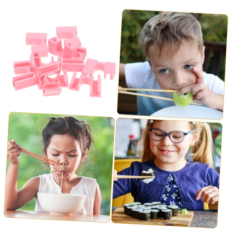 Pink Chopstick Training Helper Clips 10pcs Reusable for Beginners Adults Easy Learning - Image 4