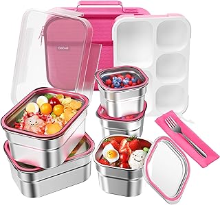 DaCool Stainless Steel Lunch Box Bento for Kids Adults Leakproof BPA-Free Metal Lunch Containers Tray 5-Compartment - Image 1