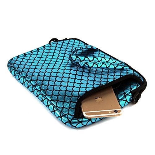 Youda 11.6-Inch Laptop Shoulder Messenger Carrying Bag Case Sleeve For 11" 11.6" 12" 12.5 inch Macbook/Notebook/Ultrabook/Chromebook, Mermaid Scale (Blue) - Image 3