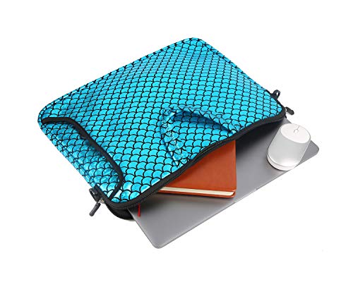 Youda 11.6-Inch Laptop Shoulder Messenger Carrying Bag Case Sleeve For 11" 11.6" 12" 12.5 inch Macbook/Notebook/Ultrabook/Chromebook, Mermaid Scale (Blue) - Image 4