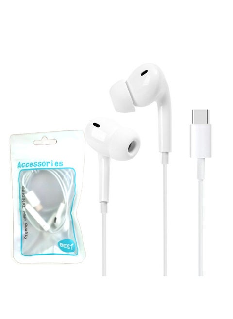 Wired In-ear Headphones For Apple OPPO Huawei Vivo Red Rice Millet Type-c Round Head Hole Noise Reduction-Color:Three Generations Of Typec Analog Head Bagging