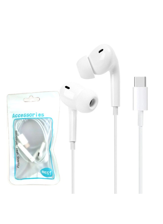Generic Wired In-ear Headphones For Apple OPPO Huawei Vivo Red Rice Millet Type-c Round Head Hole Noise Reduction-Color:Three Generations Of Typec Analog Head Bagging  - Image 1