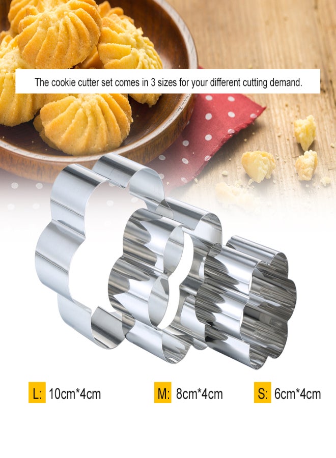 3pcs Biscuit Cookie Cutters 430 Stainless Steel Fondant Cutter Biscuit Cutters Sandwich Cutters Candy Cookie Biscuit Mould Set - Image 5