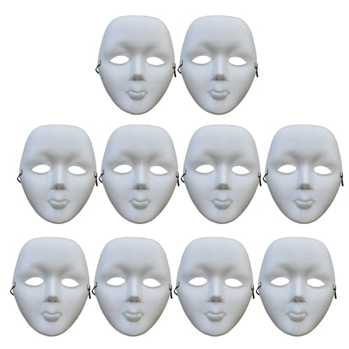 Kaku Fancy Dresses Mime Face Mask for Kids Halloween Party/Mime Face for Plays, Stage Shows - Pack of 10 - Image 1