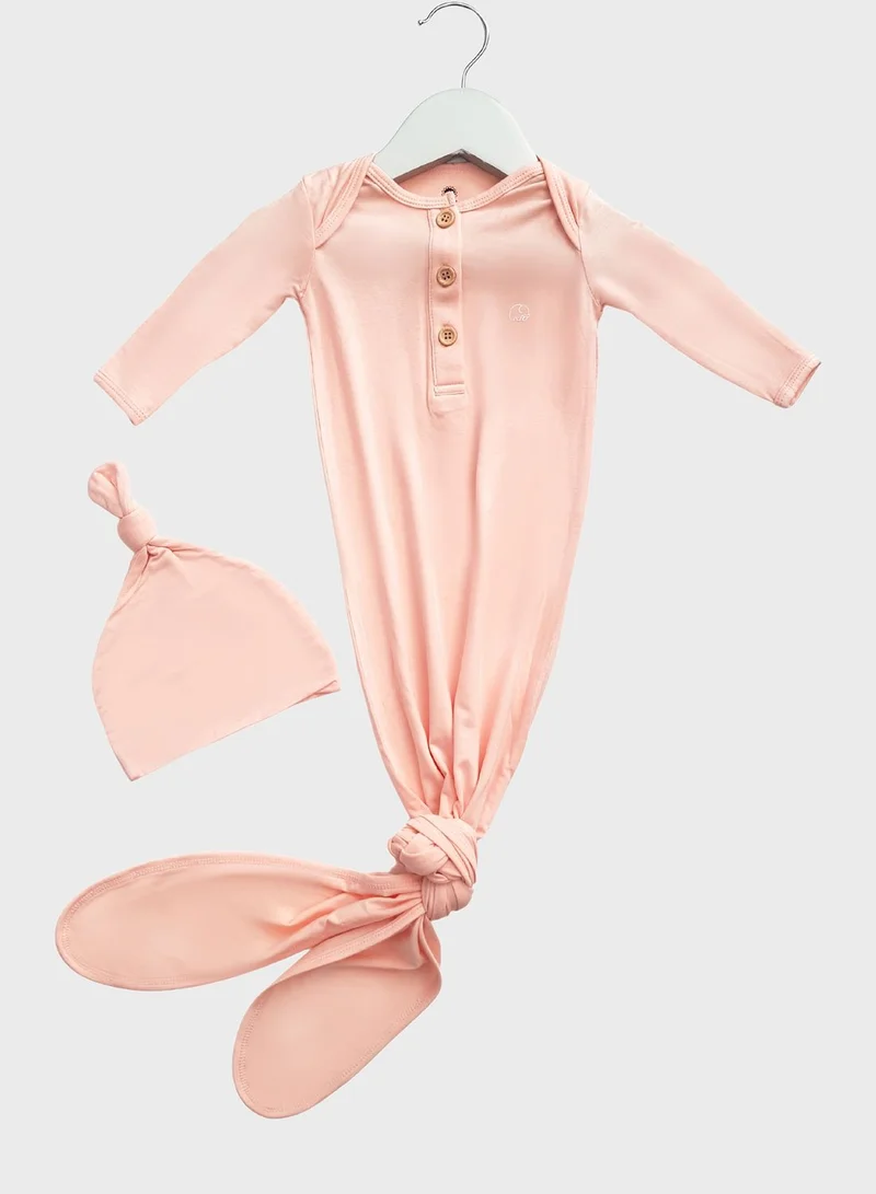 Anvi Baby Infant Bamboo Knot Bodysuit & Beanie Set