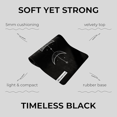balancea Yoga Mat With Strap 5mm Non Slip Suede & TPE - Moon Black Eco-Friendly Fitness & Exercise Mat for Home Gym, Pilates, Hot Yoga, and Meditation - Lightweight Durable 72 x 24 inch Workout Mat for Women, Men - Image 2