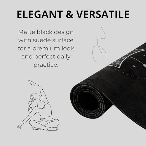balancea Yoga Mat With Strap 5mm Non Slip Suede & TPE - Moon Black Eco-Friendly Fitness & Exercise Mat for Home Gym, Pilates, Hot Yoga, and Meditation - Lightweight Durable 72 x 24 inch Workout Mat for Women, Men - Image 3