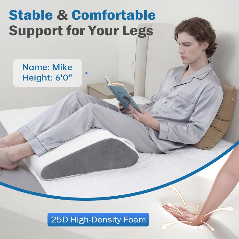 Vekkia Knee Pillow for Back Sleeping, 7" Wedge Pillow for Knees & Leg, Versatile Wedge with Dual Handles,Comfortable Support for Post-Surgery, Lower Back&Hip Pain Relief, Blood Circulation, Swelling - Image 4