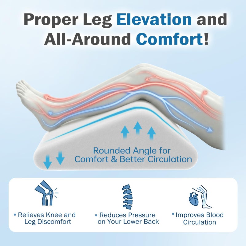 Vekkia Knee Pillow for Back Sleeping, 7" Wedge Pillow for Knees & Leg, Versatile Wedge with Dual Handles,Comfortable Support for Post-Surgery, Lower Back&Hip Pain Relief, Blood Circulation, Swelling - Image 5