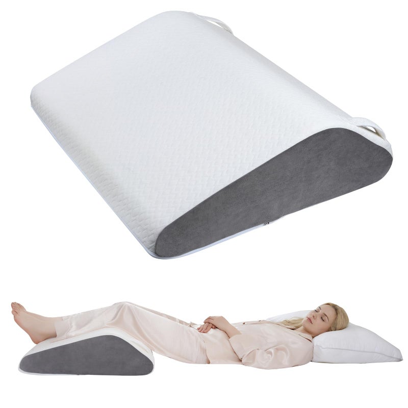 Vekkia Knee Pillow for Back Sleeping, 7" Wedge Pillow for Knees & Leg, Versatile Wedge with Dual Handles,Comfortable Support for Post-Surgery, Lower Back&Hip Pain Relief, Blood Circulation, Swelling - Image 1