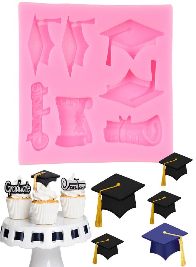 QDMOLDS قوالب سيليكون على شكل قبعة تخرج وشهادة بكالوريوس لتزيين الكيك والكب كيك والحلويات والشوكولاتة والطين البوليمري ومعجون السكر - Image 1