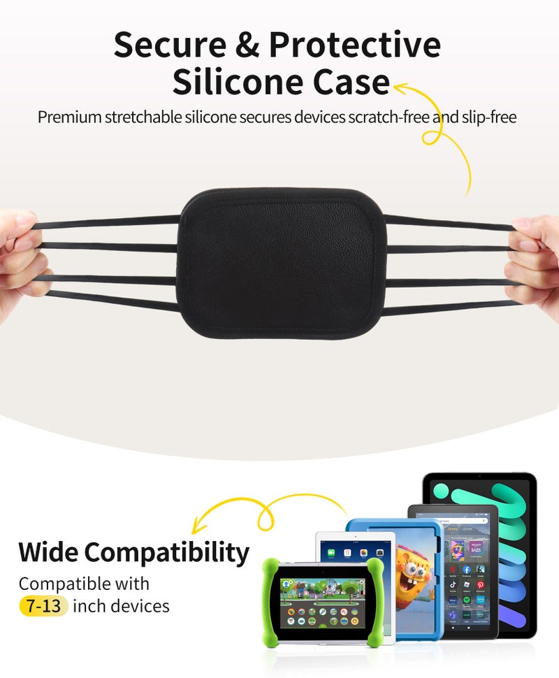 FANGOR Car Headrest Mount Holder, Tablet Holder for Kids in Back Seats, Anti-Slip Strap and Holding Net,Angle-Adjustable/Fits All 7 Inch to 12.9 Inch Tablets - Image 3