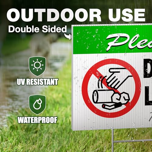 DIMARONGTON Please Do Not Litter Sign, 14x10 DS Coroplast No Dumping Signs with Stake, UV Protected, Weatheproof - Image 4