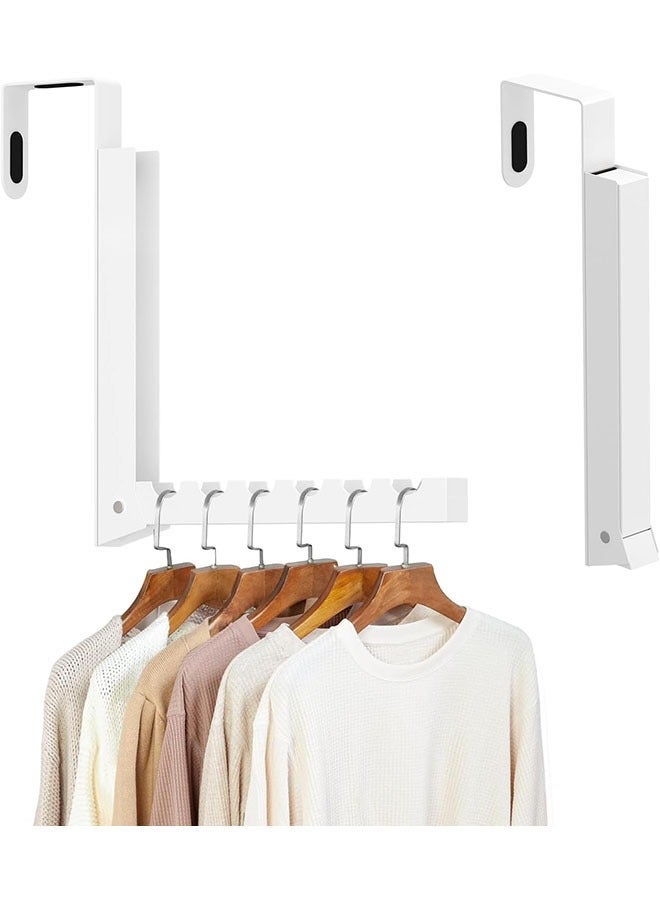 YelaJoy Over Door Hooks Hanger,Foldable Over Door Drying Laundry Hooks for Hanging Clothes 6 Groves Over Door Towel Racks for Clothes,Coat, Behind Back of Door Bathroom, Bag and Robe 2Pcs(White)  - Image 1