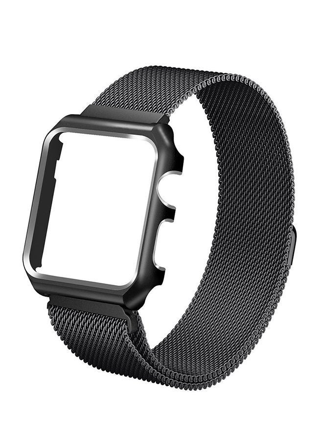 NIBEMINENT Interchangeable Band With Protective Case For Apple Watch Series 1/2/3 42mm Black  - Image 1