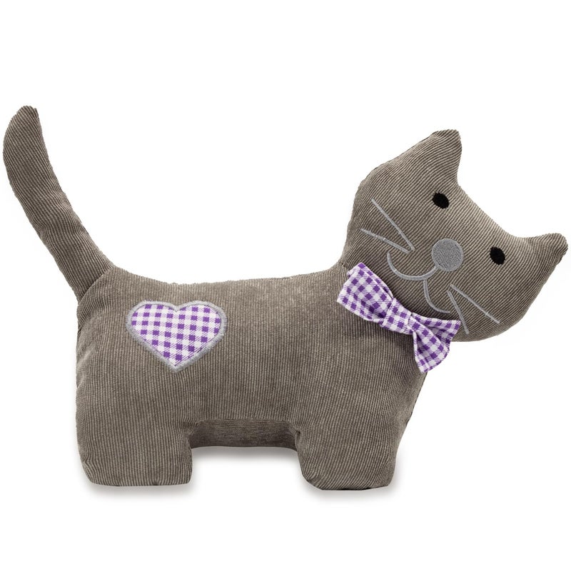 SANFERGE Cute Decorative Door Stopper for Home and Office Floor Door Stops Fabric Animal Weighted Heavy Wall Protectors Gray Purple Cat - Image 2