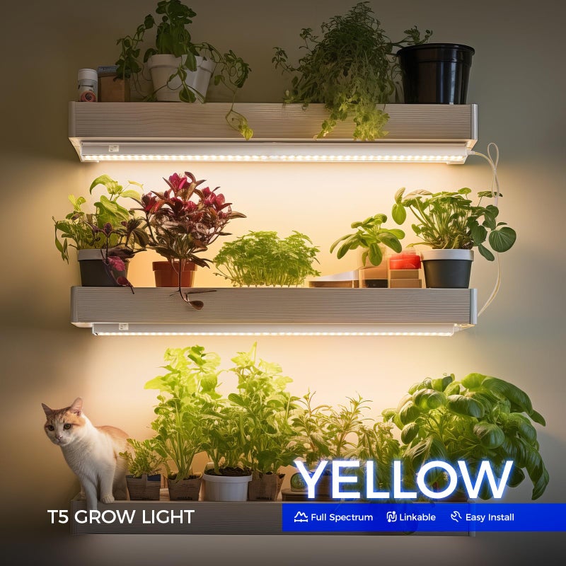 Barrina T5 Grow Lights, Full Spectrum, 2ft 80W (8 x 10W, 500W Equivalent), LED Grow Light Strip for Greenhouse, Plant Grow Shelf, Plug and Play Easy Installation, Yellow, 8-Pack - Image 2