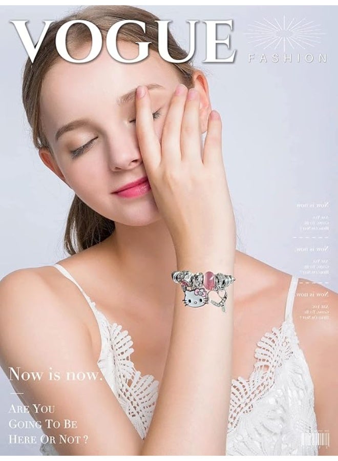 هالو كيتي قابل للتعديل القط نمط الفولاذ المقاوم للصدأ سوار لطيف الصداقة مجوهرات هدية للفتيات المألوف طالب الإكسسوار - Image 5