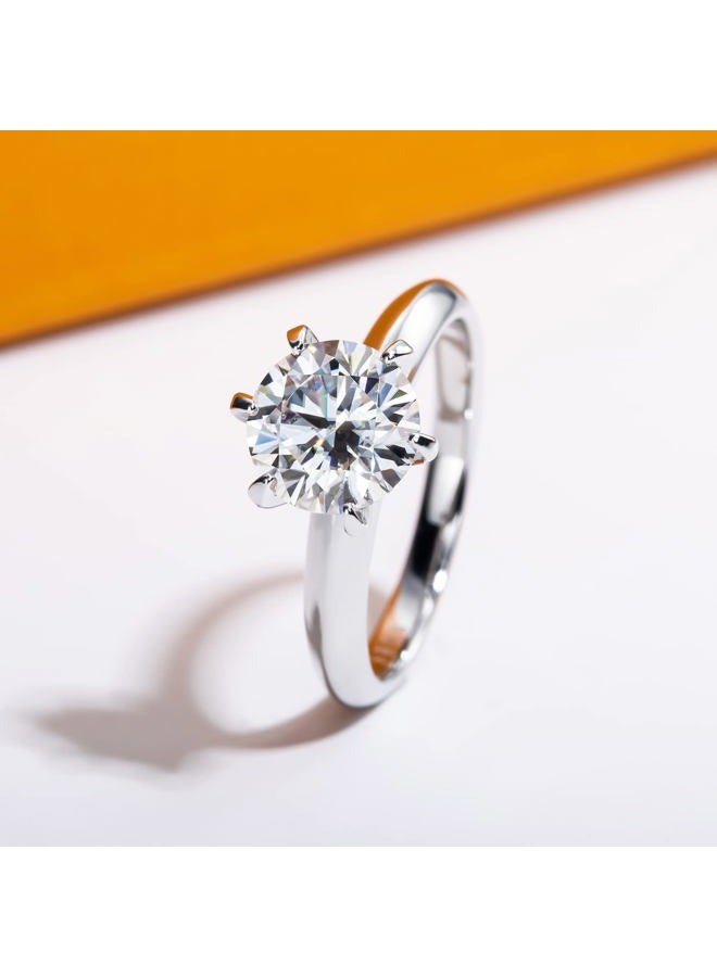 AimiIee Moissanite Ring, 0.5/1/1.5/2/2.5/3CT Round Brilliant Cut Six Prong Solitaire Gold Plated 925 Sterling Silver Engagement Promise Wedding Rings for Women with Certificate, 7.5, Gemstone - Image 3