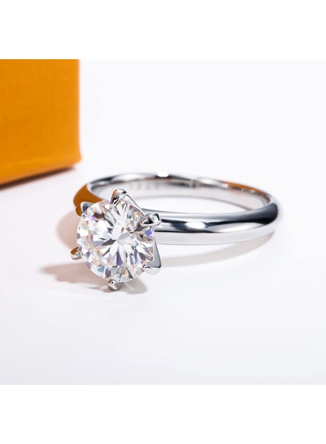AimiIee Moissanite Ring, 0.5/1/1.5/2/2.5/3CT Round Brilliant Cut Six Prong Solitaire Gold Plated 925 Sterling Silver Engagement Promise Wedding Rings for Women with Certificate, 7.5, Gemstone - Image 5