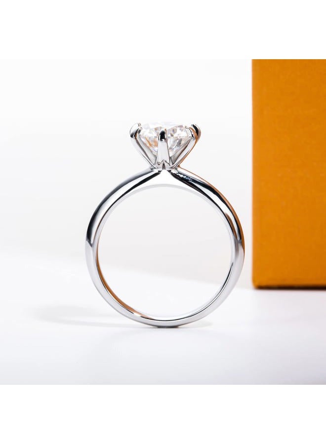 AimiIee Moissanite Ring, 0.5/1/1.5/2/2.5/3CT Round Brilliant Cut Six Prong Solitaire Gold Plated 925 Sterling Silver Engagement Promise Wedding Rings for Women with Certificate, 7.5, Gemstone - Image 4
