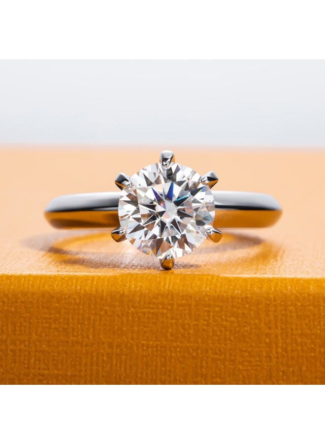AimiIee Moissanite Ring, 0.5/1/1.5/2/2.5/3CT Round Brilliant Cut Six Prong Solitaire Gold Plated 925 Sterling Silver Engagement Promise Wedding Rings for Women with Certificate, 7.5, Gemstone - Image 2