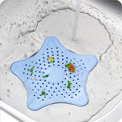 Styxon/Silicone Star Shaped Sink Filter Bathroom Hair Catcher, Drain Strainers Cover Trap Basin -Set of 4, 15 x 15 x 0.5 cm, Multicolor - Image 4