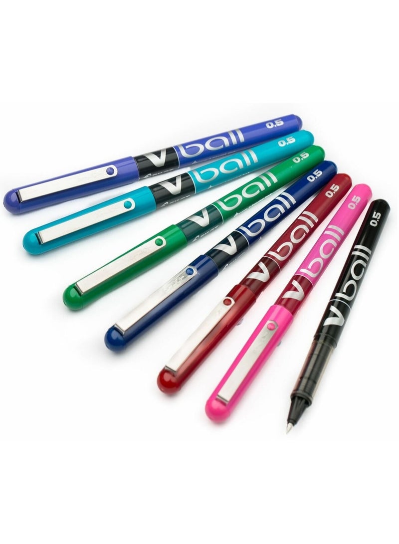 Pilot V-Ball 0.5mm Liquid Ink Pen Set - 7 - BL-VB5 Black/Blue/Red/Green/Pink/Mauve/Light Blue - Image 3