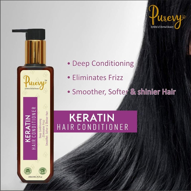 Purevy Keratin Hair Conditioner Deep Conditioning Eliminates Frizz Smoother Softer Shinier Hair - Image 5
