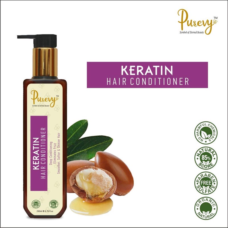 Purevy Keratin Hair Conditioner Deep Conditioning Eliminates Frizz Smoother Softer Shinier Hair - Image 3
