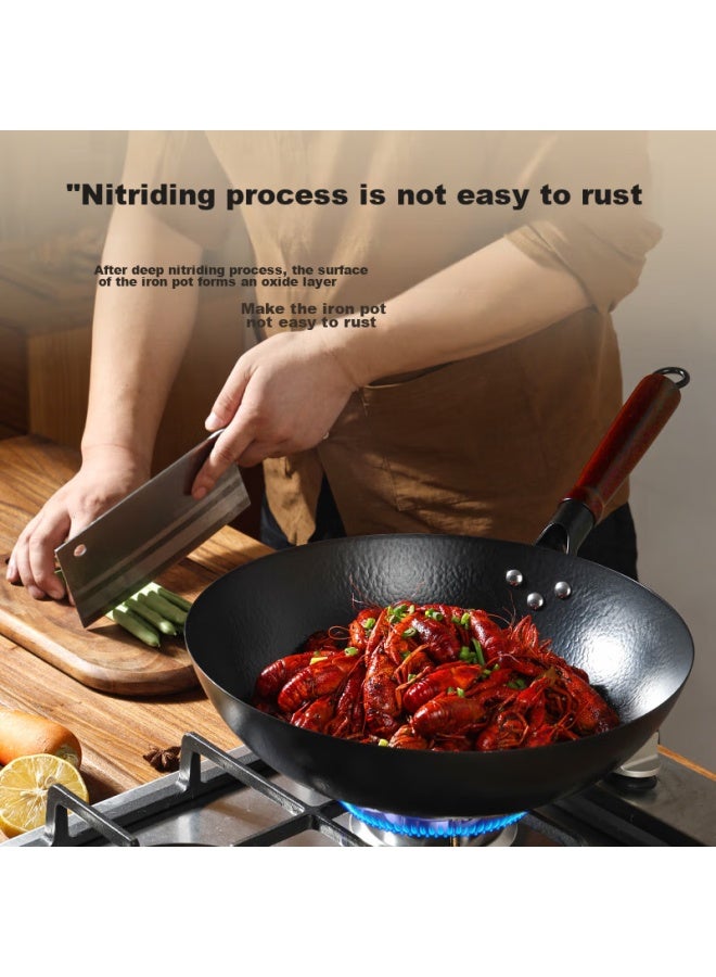 Gold Deposit Jin Cun Zhangqiu Wok Iron Pan, Uncoated, For Home Cooking, Round Bottom, Non-stick, Traditional Forged Cast Iron Pan, Pre-seasoned - Image 4