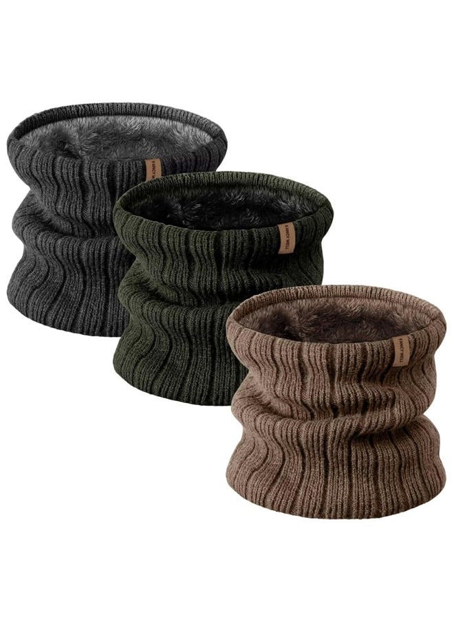 FANCY WELL Winter Neck Gaiter for Men & Women – Fleece Lined Neck Warmer, Soft & Stretchy Face Cover Scarf for Cold Weather, Military Green, Khaki & Charcoal, 8.27inX9.84in - Image 1